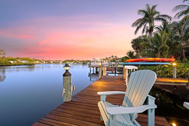 view of dock featuring a water view