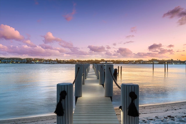dock area featuring a water view