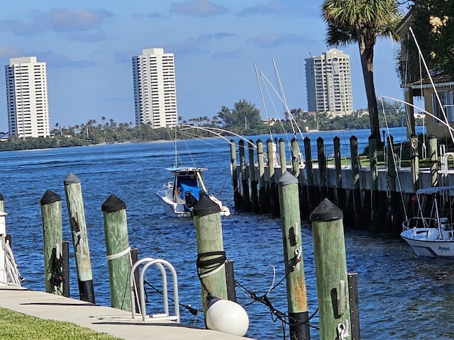 view of dock featuring a water view