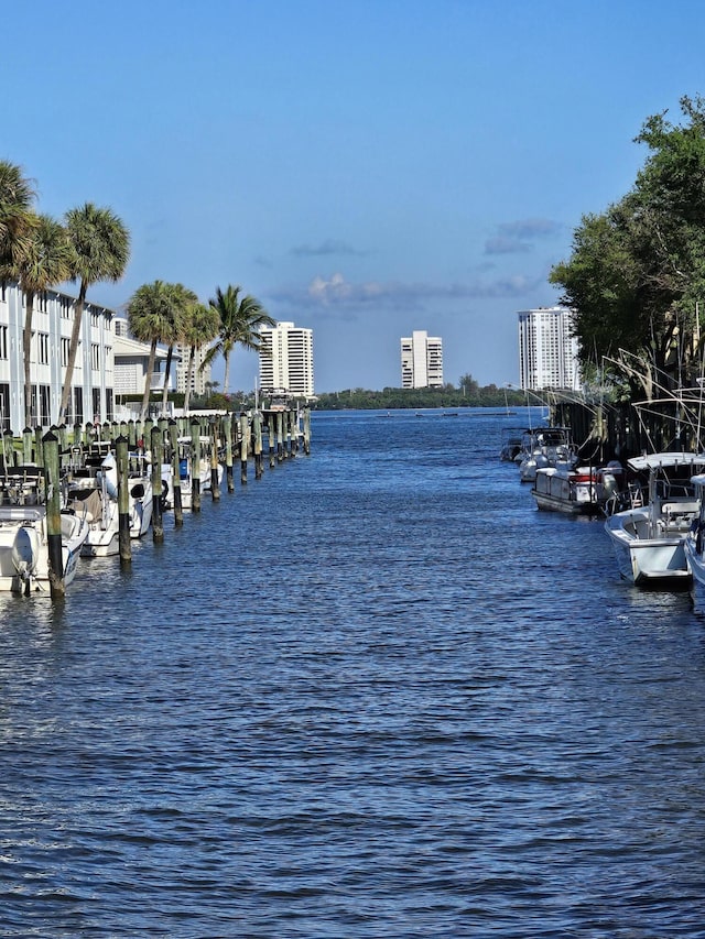 view of dock featuring a water view