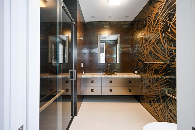 bathroom featuring vanity and tile patterned floors