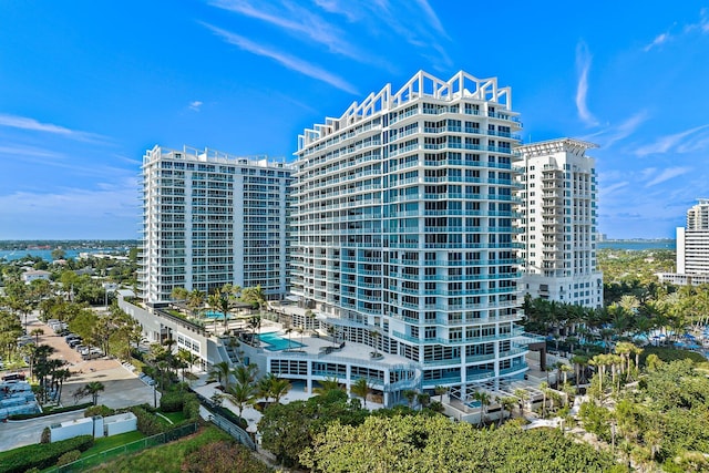 view of building exterior featuring a view of city