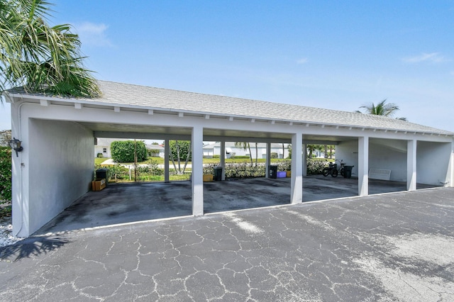 view of covered parking lot