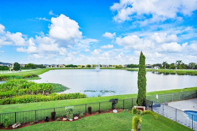 water view featuring fence