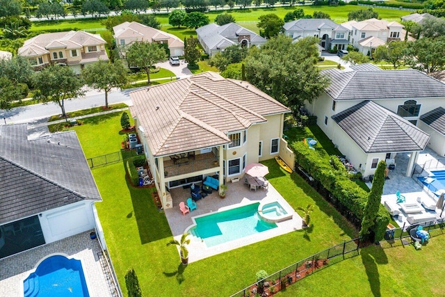 aerial view with a residential view