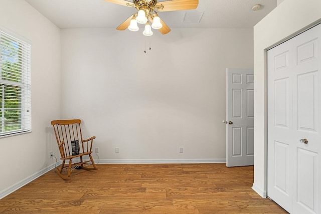 10617 Pine Cone Ln, Fort Pierce, FL 34945 - sitting room featuring light wood-style floors, ceiling fan, visible vents, and baseboards