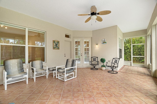 10617 Pine Cone Ln, Fort Pierce, FL 34945 - sunroom with a ceiling fan and french doors