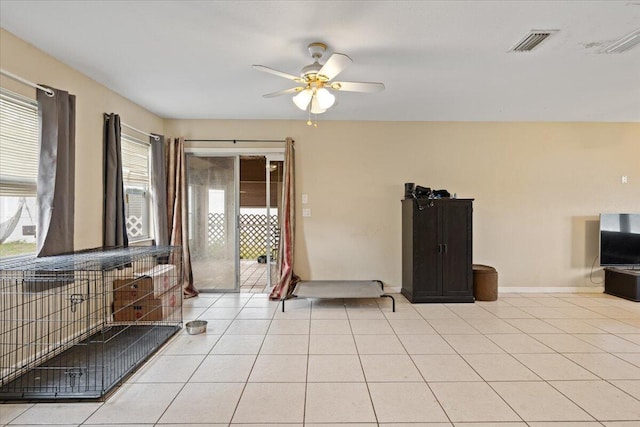 314 SW Cherry Hill Rd, Port Saint Lucie, FL 34953 - interior space with a ceiling fan, visible vents, baseboards, and light tile patterned floors