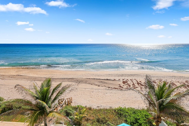 property view of water featuring a view of the beach