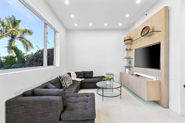 living area featuring recessed lighting