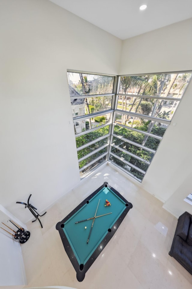 game room with recessed lighting and pool table