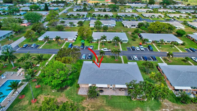 aerial view with a residential view