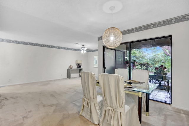 view of carpeted dining room