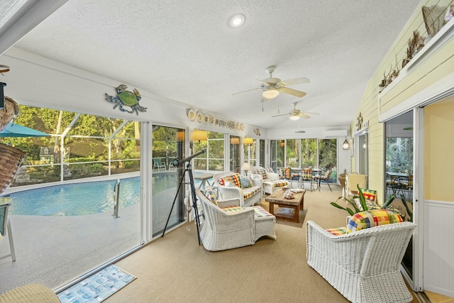 sunroom / solarium with lofted ceiling