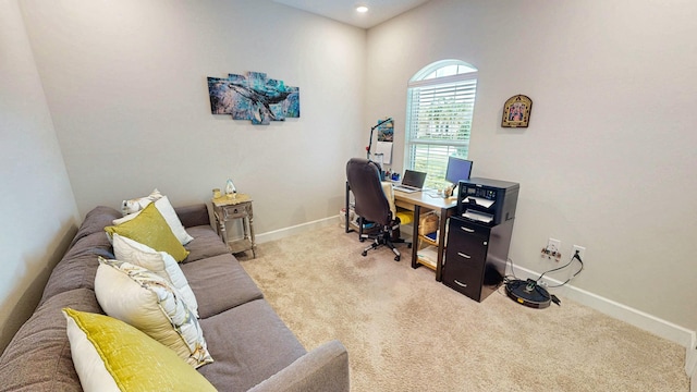 9592 SW Royal Poinciana Dr, Port Saint Lucie, FL 34987 - office area featuring carpet floors, recessed lighting, and baseboards