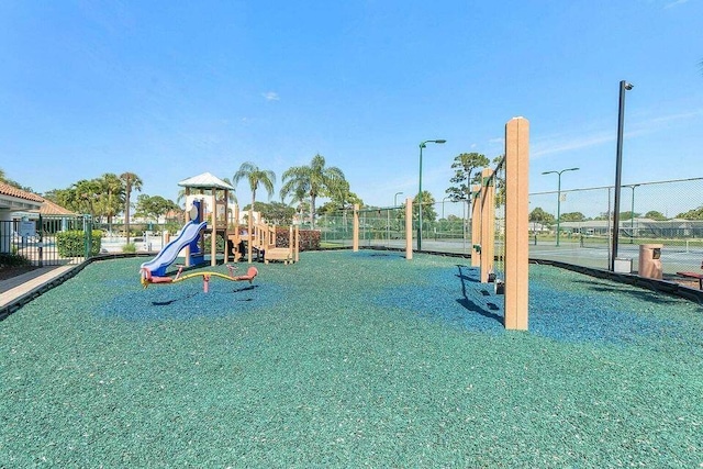 community play area with fence