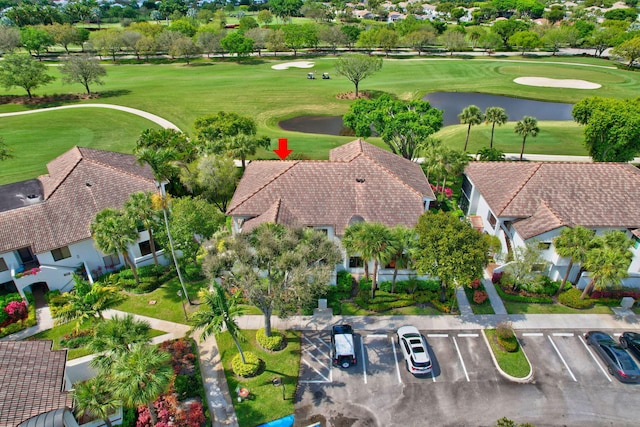 drone / aerial view featuring view of golf course