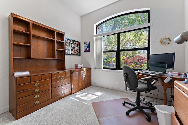 office with carpet flooring and baseboards