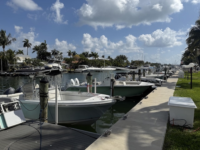 view of dock featuring a water view