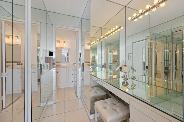 bathroom featuring vanity and tile patterned floors