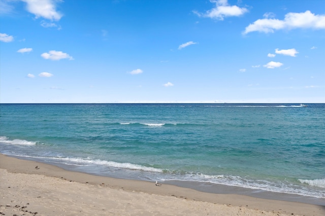 view of water feature featuring a view of the beach