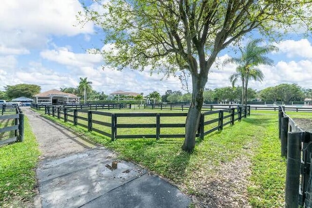 view of gate with an enclosed area and a rural view