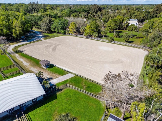 bird's eye view with a rural view and a forest view