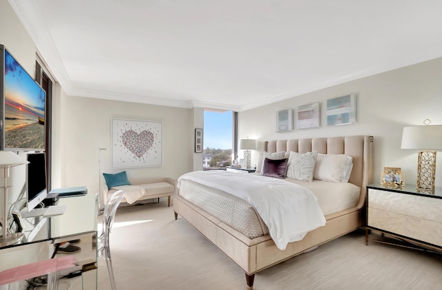 bedroom with ornamental molding