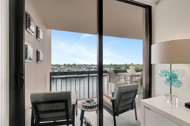 balcony with a water view