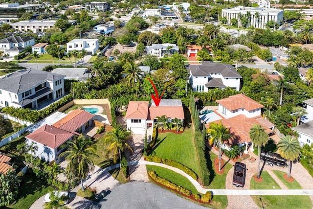 aerial view with a residential view