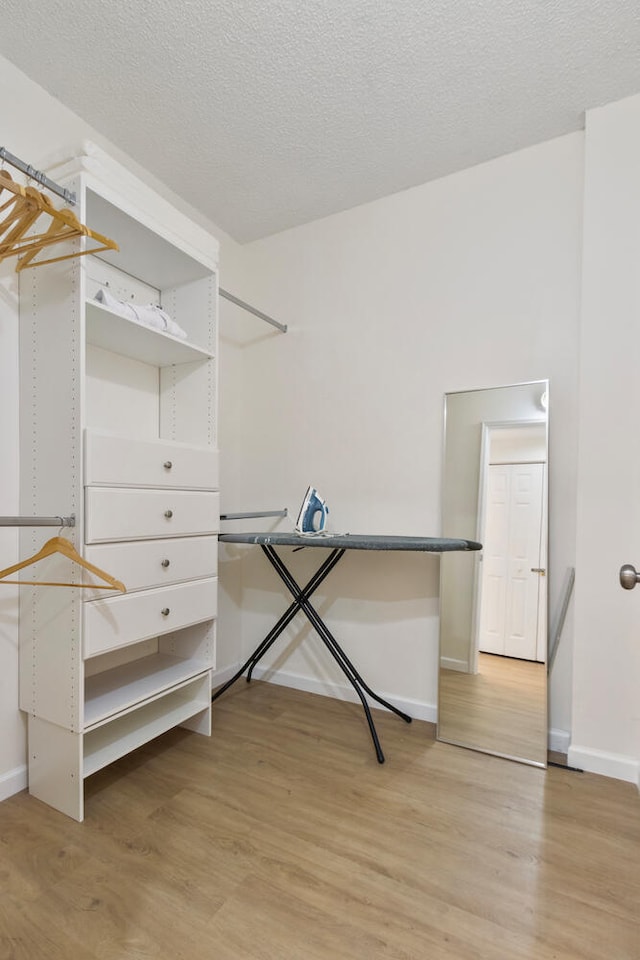 spacious closet featuring light wood-type flooring