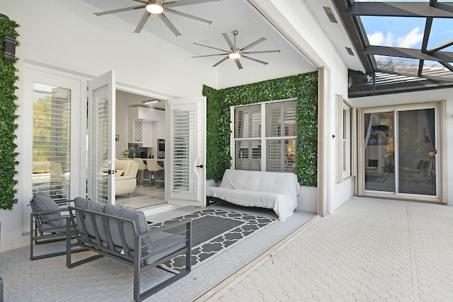 view of patio / terrace featuring a ceiling fan
