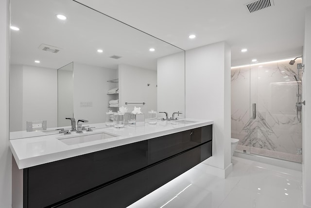 3140 S Ocean Blvd S Unit 502S, Palm Beach, FL 33480 - bathroom with a marble finish shower, visible vents, toilet, and a sink