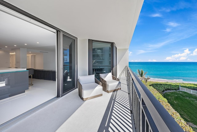 3140 S Ocean Blvd S Unit 502S, Palm Beach, FL 33480 - balcony featuring a water view and a beach view