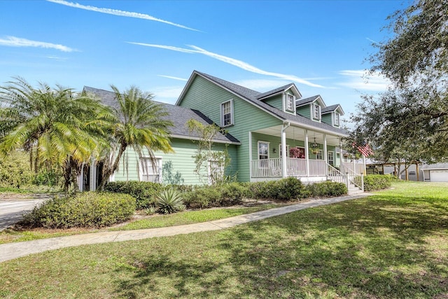 cape cod-style house with a porch and a front yard