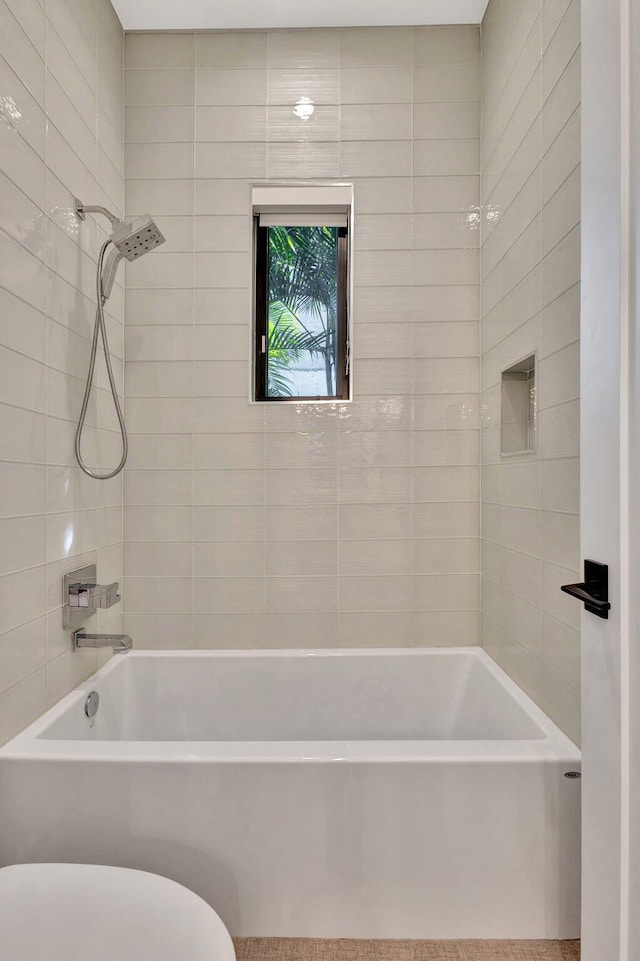 full bath featuring toilet and shower / bathtub combination