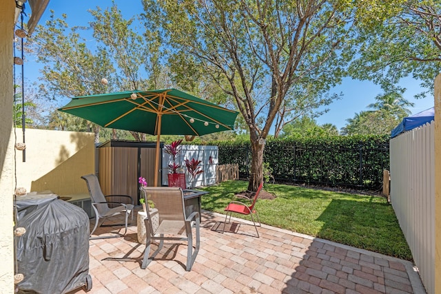 view of patio with a fenced backyard