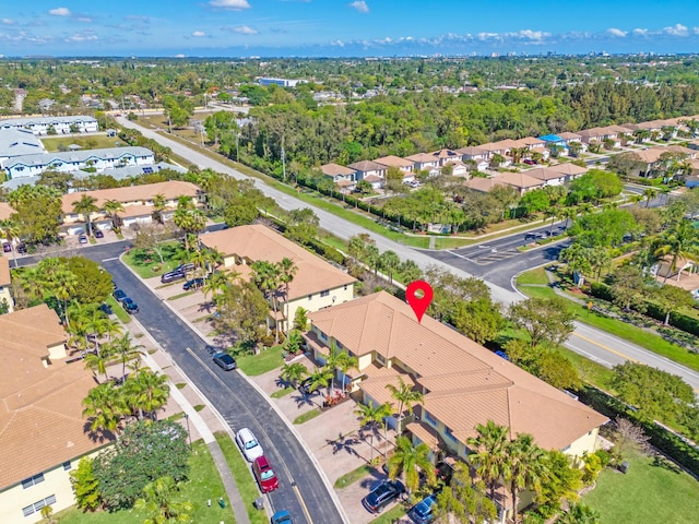 drone / aerial view with a residential view