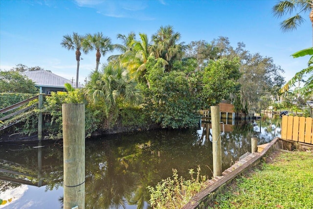 dock area featuring a water view