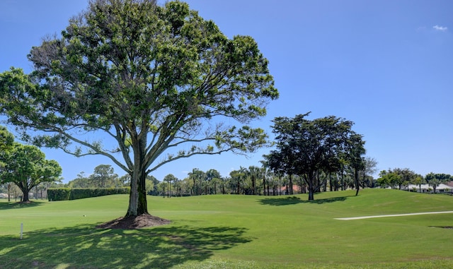 view of home's community with a yard and golf course view