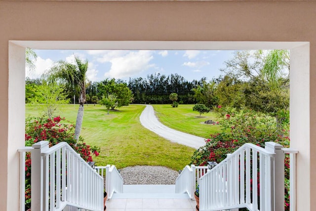 view of yard with a porch