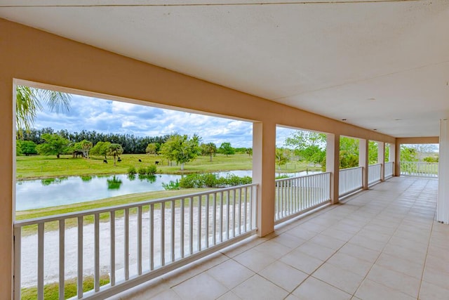 balcony with a water view