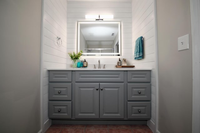 bathroom featuring vanity and tile patterned floors