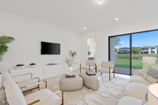 living area with recessed lighting