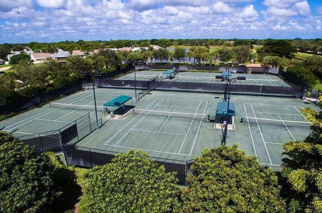 view of sport court with fence