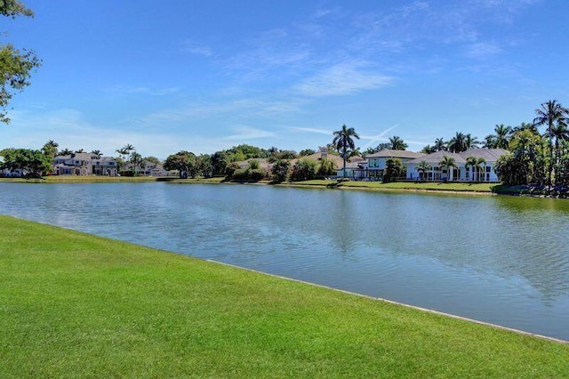 view of water feature with a residential view