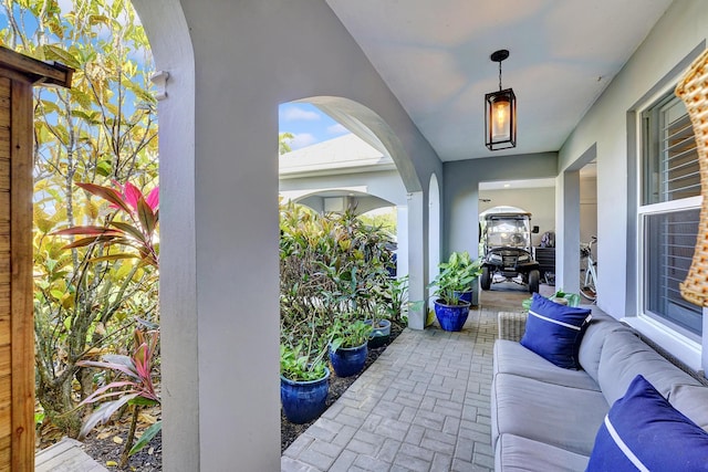 view of patio featuring an outdoor hangout area