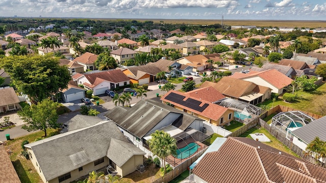 birds eye view of property with a residential view