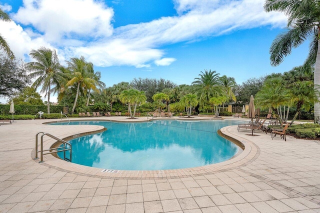 pool with a patio area