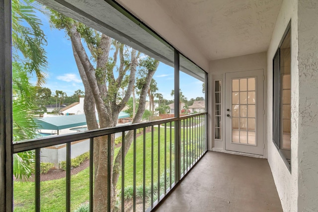 view of unfurnished sunroom